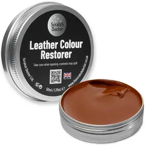 Scratch Doctor Leather Colour Restorer, Recolouring Balm for faded and worn leather 50ml Medium Brown