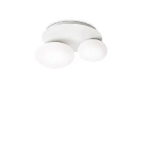 Luminosa NINFEA 2 Light Round DecoratiGlass Flush Ceiling Light White