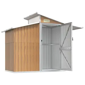 Garden Shed 270x130x208.5 cm Galvanised Steel Bin Shed Brown