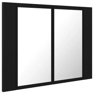 Berkfield LED Bathroom Mirror Cabinet Black 60x12x45 cm