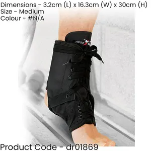 MEDIUM Neoprene Ankle Brace & Stays - Lace Up Foot Support Sprain Pain Injury