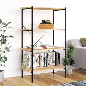 Berkfield 4-Tier Shelving Unit Black and Oak 80x40x130 cm