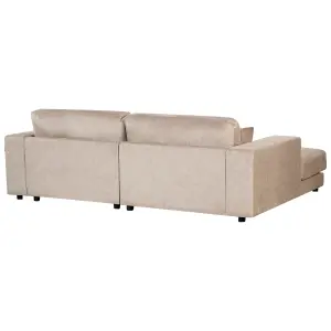 Corner Sofa LOFOTEN Beige Velvet 3 Seater Right Hand