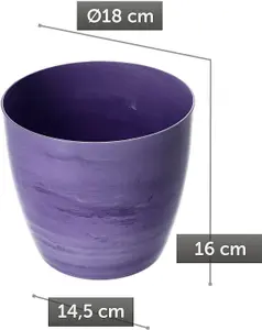 Flower Pots 6 Colours 4 sizes Marble Plastic Plant Pots Planter Deco Round Deco  Purple 18cm