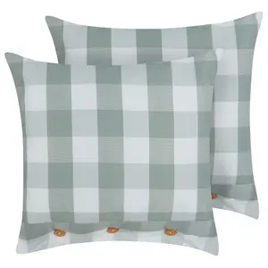 Set of 2 Cushions TAMNINE 45 x 45 cm Checked Mint Green