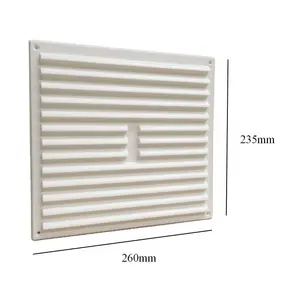 9" x 9" White Plastic Louvre Air Vent Grille with Removable Flyscreen Cover