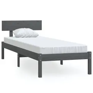 Berkfield Bed Frame Grey Solid Wood Pine 100x200 cm