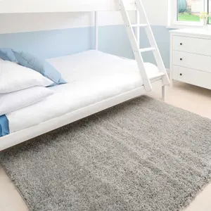 Super Soft Silver Shaggy Area Rug 200x290cm