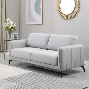 Oslo Modern Scandi Style Fabric Living Room 3 Seater Sofa (Light Grey)