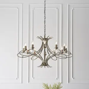 Luminosa Penn 12 Light Chandelier Brushed Brass Effect Plate Finish, E14