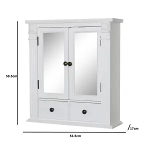 Melody Maison White Mirrored Bathroom Wall Cabinet