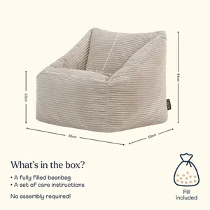 icon Kids Morgan Corduroy Armchair Bean Bag Natural Beige Childrens Bean Bags