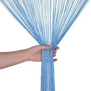 String Curtain Panel Spaghetti Tassel Curtain, 200cm x 90cm - Sky Blue