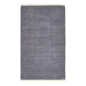 Homescapes Dark Grey 100% Cotton Plain Chenille Rug with Natural Trim, 110 x 170 cm