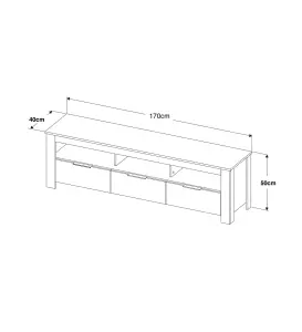 Furneo TV Stand Dark Oak Effect 170cm Unit Cabinet White LED Lights Prestigio 02