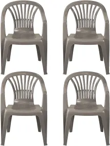 simpa Solana Taupe Plastic Garden Chairs - Set of 4