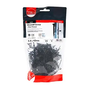 TIMCO Drywall Fine Thread Bugle Head Black Screws - 3.5 x 42