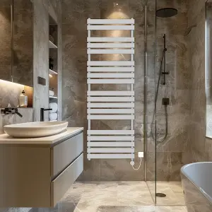 Rinse Bathrooms Flat Panel Electric Heated Towel Rail Touch Screen Timer Bathroom Radiator Prefilled Chrome 1800x600mm 1000W