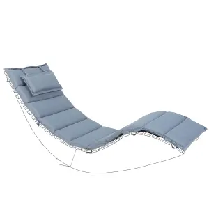 Beliani Traditional Sun Lounger Wood Blue BRESCIA