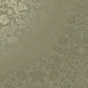 Holden Green Metallic Shimmer Mirror Floral Woodland Animals Damask Wallpaper