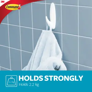 3M Command Designer Large White Bath Hook (Holds)2.2kg