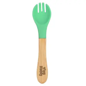 Bamboo Baby Weaning Fork & Spoon Set - Green