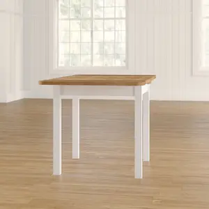 Southsea Extendable Pine Solid Wood Dining Table White/Leach-coloured / H74 x L77 x W104cm