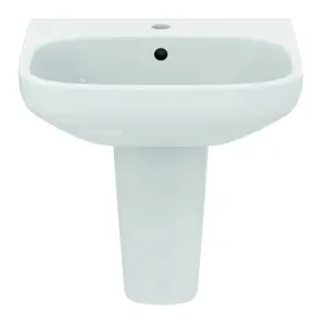 Ideal Standard i.life A Gloss White Rectangular Wall-mounted Semi-pedestal Basin (H)48.5cm (W)55cm