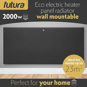 Futura Electric Radiator Panel Heater 2000W Eco Grey Wall Mounted & Freestanding Thermostat & Timer Lot 20