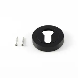 50mm Euro Profile Round Escutcheon Concealed Fix Matt Black Keyhole Cover