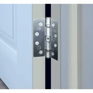 EAI - 4" Door Hinges & Screws G11 FD30/60  - 102x76x2.7mm Square - Satin Chrome