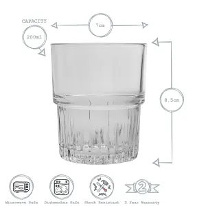 Duralex - Empilable Stackable Drinking Glasses - 200ml Tumblers for Water, Juice - Pack of 6