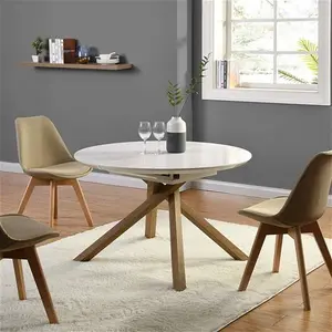 Grenchen Extending Round Dining Table White High Gloss, Modern 4 - 6 Seater Round To Oval Modern - Daals - Dining Tables