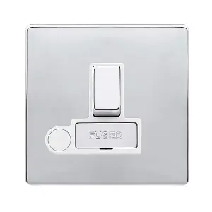 Polished Chrome Screwless Plate 13A Fused Ingot Connection Unit Switched With Flex - White Trim - SE Home