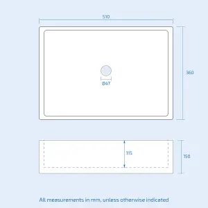 Nes Home 510 x 360 mm Rectangle  Counter Top Basin Cloakroom Bathroom Sink