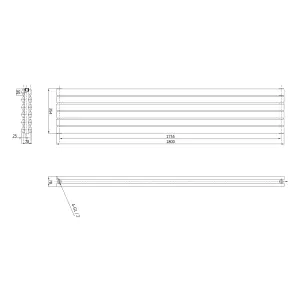 Kensington White Double Horizontal Radiator - 350x1800mm