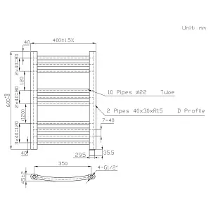 Right Radiators Prefilled Electric Curved Heated Towel Rail Bathroom Ladder Warmer Rads - Chrome 600x400 mm