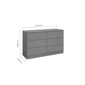 Birlea Oslo 6 Drawer Chest Grey