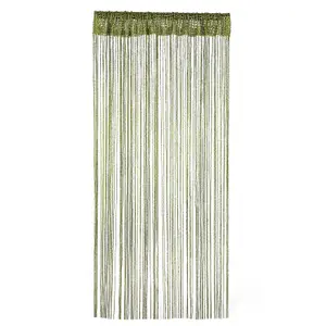 String Curtain Panel Spaghetti Tassel Curtain, 200cm x 90cm - Green