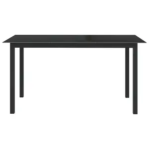 Berkfield Garden Table Black 150x90x74 cm Aluminium and Glass