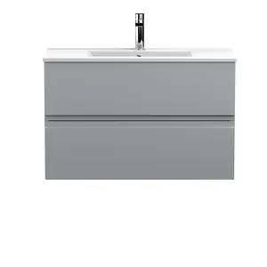 Urban 800mm Wall Hung Single Vanity Unit Satin Grey