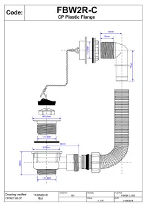 McAlpine FBW2R-C Bath Combined Waste and Overflow with removable grid