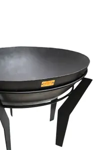 Outdoor Metal Kendal Fire Pit on Stand in Black H44.5Cm W77Cm