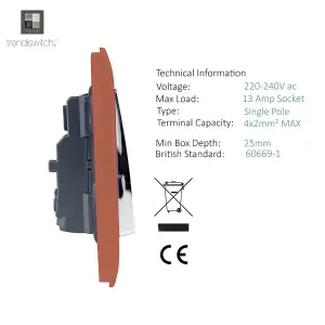 Trendiswitch COPPER 2 Gang Long Switched Socket