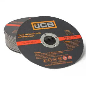 JCB Metal Cutting Discs 125mm (5'') x 1 x 22.23mm, 25 Pack JCB-SSCUT125-1-25PK