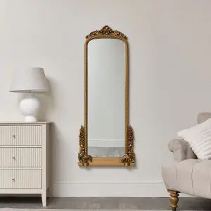 Melody Maison Large Tall Arch Antique Gold Ornate Mirror - 150cm x 60cm