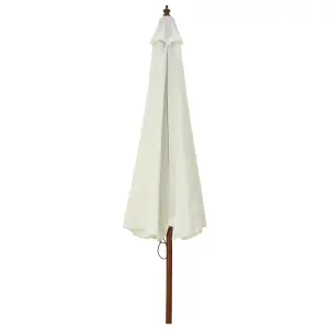 Berkfield Outdoor Parasol with Wooden Pole 330 cm Sand White