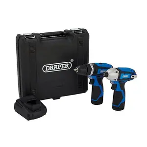 Draper  12V Combi Drill & Impact Driver, 2 x 1.5Ah Batteries, 1 x Fast Charger 70257