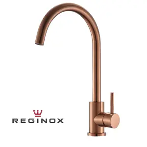 Reginox Taravo CP Single Lever Swan Neck Copper Kitchen Mixer Tap