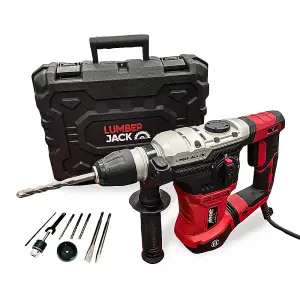 Lumberjack SDS Rotary Hammer Drill 1050W with Drill Bits Chisel and Case Included